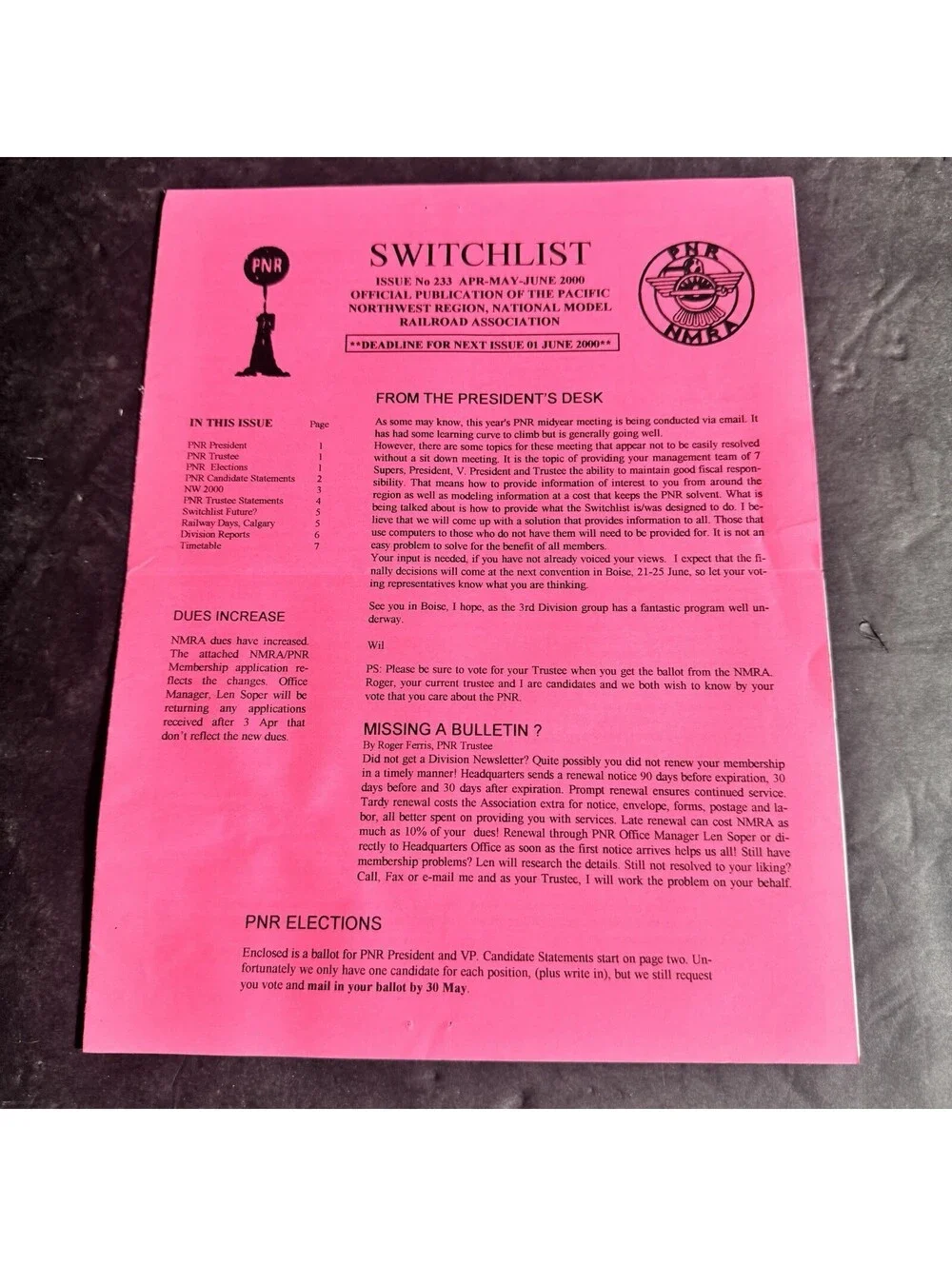 Vintage Switchlist Pamphlet Lot Pacific Northwest Region NMRA 1997-2003 Railway